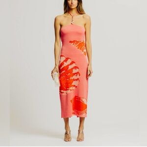 Torn by Ronny Kobo Lola midi dress seashell  Coral and Orange Midi Dress